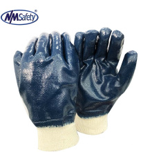NMSAFETY Jersey liner liner full coated blue nitrile knit cuff industrial working glove